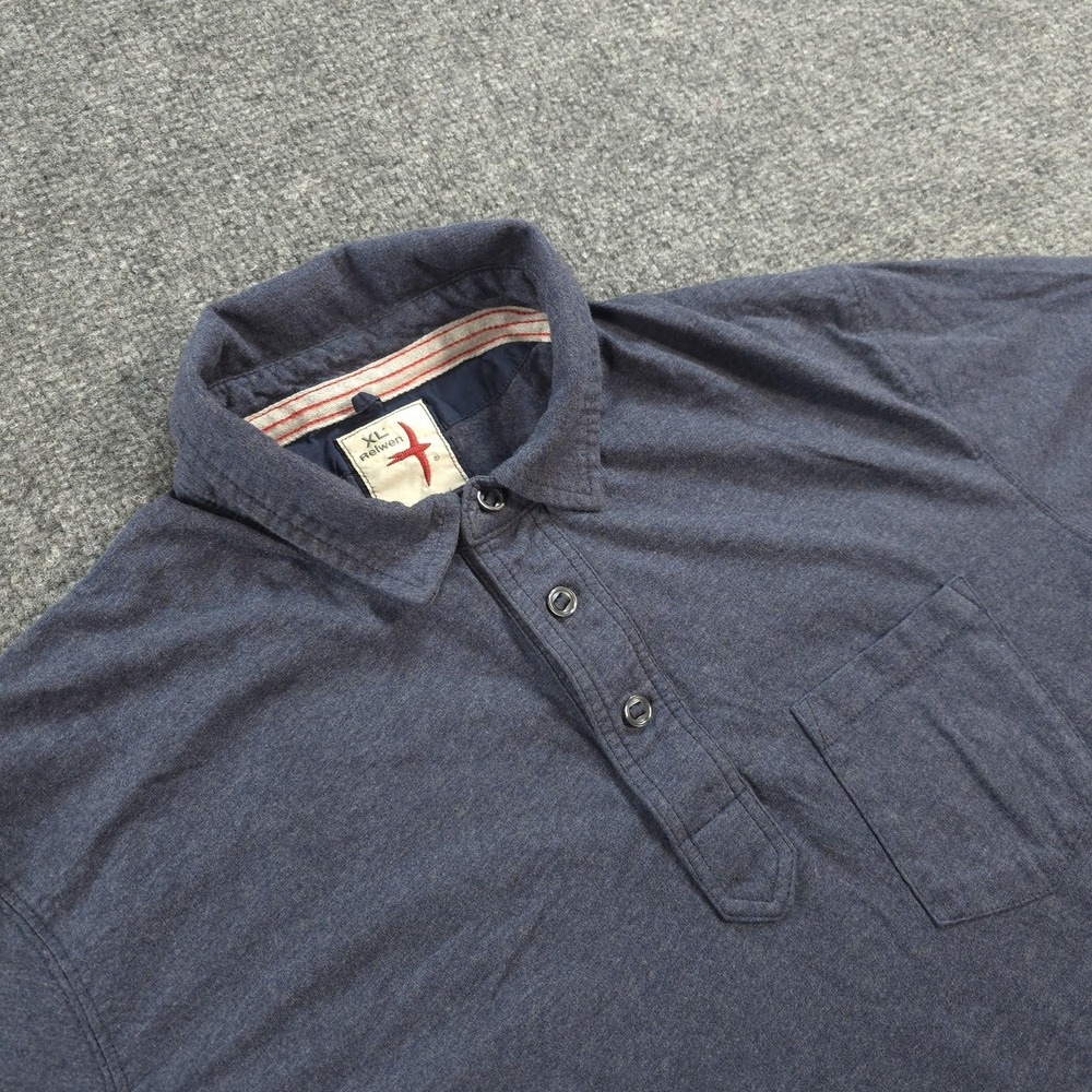 Relwen Polo Shirt Mens XL Blue Pique Slot Pocket Casual Preppy Huckberry